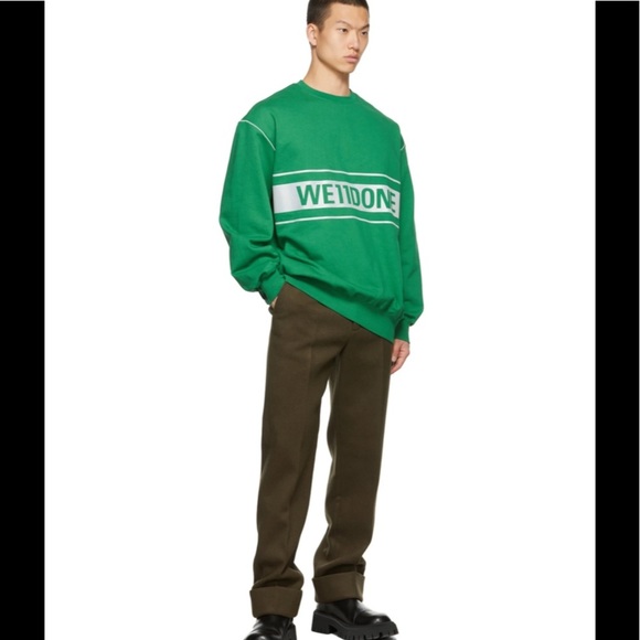 NEW We11done Green Reflective Logo Sweatshirt - Picture 3 of 8
